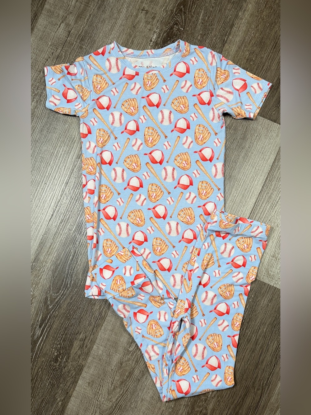 LEV Baby Kids Baseball Bamboo Pajama Set - Size 7/8 Year